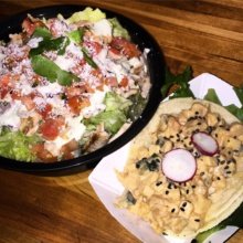 Gluten-free taco and salad from Takumi Taco